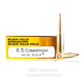 Image of Black Hills Ammunition Gold 6.5 Creedmoor Ammo - 20 Rounds of 143 Grain ELD-X Ammunition