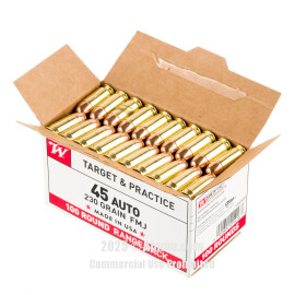 Image of Bulk 45 ACP Ammo - 500  Rounds of Bulk 230 Grain FMJ Ammunition from Winchester