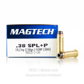 Image of Magtech 38 Special +P Ammo - 50 Rounds of 158 Grain SJHP Ammunition