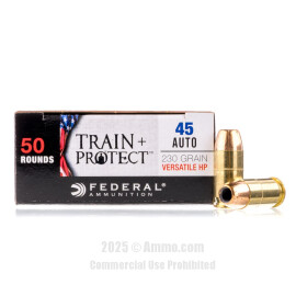 Image of Federal Train + Protect 45 ACP Ammo - 500 Rounds of 230 Grain JHP Ammunition