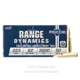 Image of Fiocchi 223 Rem Ammo - 50 Rounds of 62 Grain FMJ-BT Ammunition