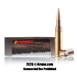 Image of Barnes Precision Match 338 Lapua Magnum Ammo - 20 Rounds of 300 Grain OTM BT Ammunition