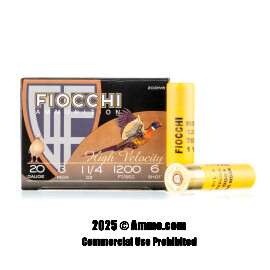 Image of Fiocchi 20 Gauge Ammo - 25 Rounds of 1-1/4 oz. #6 Shot (Lead) Ammunition