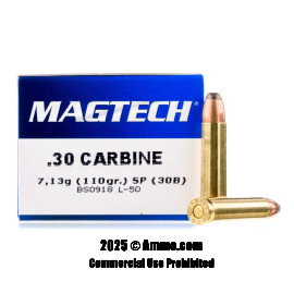 Image of Magtech 30 Carbine Ammo - 50 Rounds of 110 Grain SP Ammunition