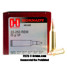 Image of Hornady 22-250 Rem Ammo - 50 Rounds of 55 Grain SP Ammunition