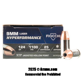 Image of Fiocchi 9mm Ammo - 25 Rounds of 124 Grain JHP Ammunition