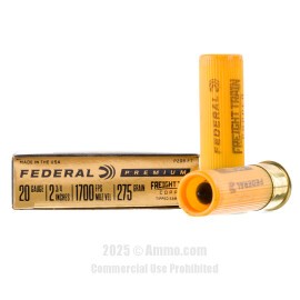 Image of Federal Freight Train Copper 20 Gauge Ammo - 5 Rounds of 275 Grain Sabot Slug Ammunition