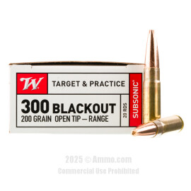 Image of Winchester Subsonic 300 AAC Blackout Ammo - 20 Rounds of 200 Grain Open Tip Ammunition