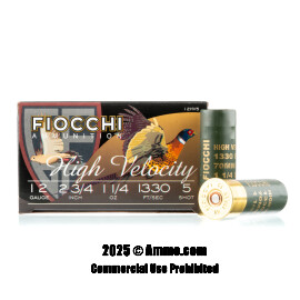 Image of Fiocchi 12 Gauge Ammo - 250 Rounds of High Velocity 2-3/4" 1-1/4 oz. #5 Shot Ammunition