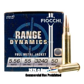 Image of Fiocchi 5.56x45 Ammo - 50 Rounds of 55 Grain FMJBT Ammunition