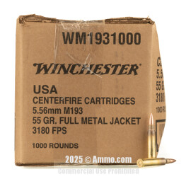 Image of Winchester USA 5.56x45 Ammo - 1000 Rounds of 55 Grain FMJ Ammunition