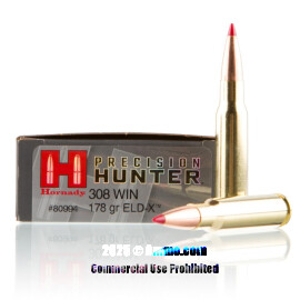 Image of Hornady Precision Hunter 308 Win Ammo - 200 Rounds of 178 Grain ELD-X Ammunition