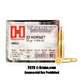 Image of Hornady 22 Hornet Ammo - 25 Rounds of 35 Grain V-MAX Ammunition
