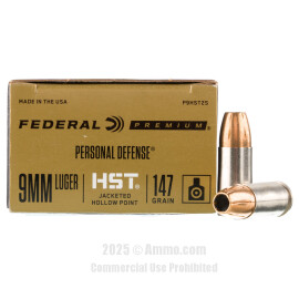 Image of Federal Personal Defense 9mm Ammo - 20 Rounds of 147 Grain HST JHP Ammunition