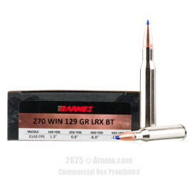 Image of Barnes VOR-TX Long Range 270 Win Ammo - 20 Rounds of 129 Grain LRX BT Ammunition