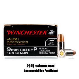 Image of Winchester 9mm +P Ammo - 20 Rounds of 124 Grain JHP Ammunition