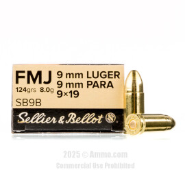 Image of Sellier and Bellot 9mm Ammo - 1000 Rounds of 124 Grain FMJ Ammunition