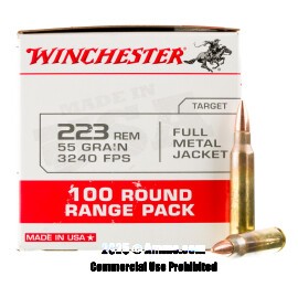 Image of Winchester 223 Rem Ammo - 100 Rounds of 55 Grain FMJ Ammunition