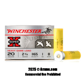 Image of Winchester Super-X 20 Gauge Ammo - 250 Rounds of 1 oz. #8 Shot Ammunition