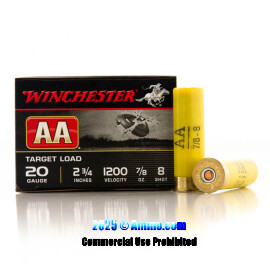 Image of Winchester AA Target 20 Gauge Ammo - 250 Rounds of 7/8 oz. #8 Shot (Lead) Ammunition