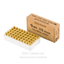 Image of Bulk 9mm Ammo - 500  Rounds of Bulk 115 Grain FMJ-FN Ammunition from Winchester