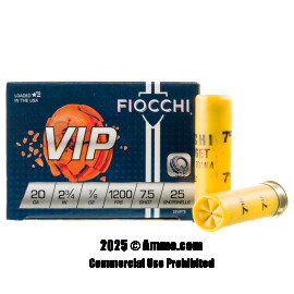 Image of Fiocchi 20 Gauge Ammo - 25 Rounds of 7/8 oz. #7-1/2 Shot Ammunition