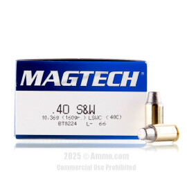 Image of Magtech 40 Cal Ammo - 50 Rounds of 160 Grain Semi-Wadcutter Ammunition