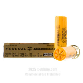 Image of Federal Personal Defense 20 Gauge 2-3/4" Ammo - 5 Rounds of #2 Buck FliteControl Ammunition