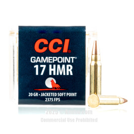Image of CCI 17 HMR Ammo - 50 Rounds of 20 Grain JSP Ammunition