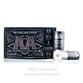 Image of Winchester AA Diamond Grade 12 Gauge Ammo - 250 Rounds of 1 oz. #7.5 Shot (Copper Plated Lead) Ammunition