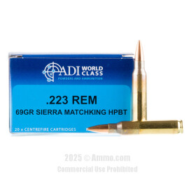 Image of ADI World Class 223 Rem Ammo - 20 Rounds of 69 Grain HPBT MatchKing Ammunition