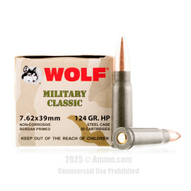 Image of Wolf 7.62x39 Ammo - 20 Rounds of 124 Grain HP Ammunition