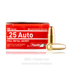 Image of Aguila 25 ACP Ammo - 50 Rounds of 50 Grain FMJ Ammunition