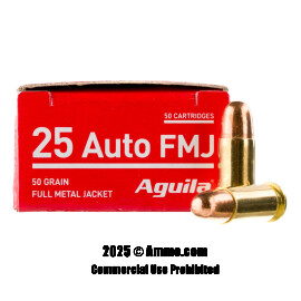 Image of Aguila 25 ACP Ammo - 50 Rounds of 50 Grain FMJ Ammunition