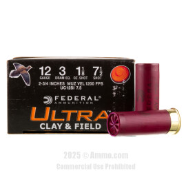 Image of Federal Ultra Clay & Field 12 Gauge Ammo - 25 Rounds of 1-1/8 oz. #7-1/2 Shot Ammunition