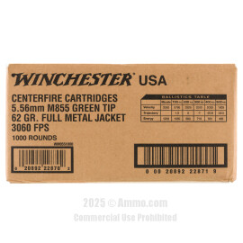 Image of Winchester USA 5.56x45 Ammo - 1000 Rounds of 62 Grain FMJ M855 Ammunition