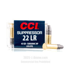 Image of CCI Suppressor 22 LR Ammo - 50 Rounds of 45 Grain LHP Ammunition