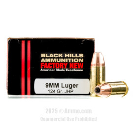 Image of Black Hills Ammunition 9mm Ammo - 20 Rounds of 124 Grain JHP Ammunition