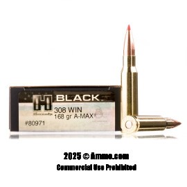 Image of Hornady BLACK 308 Win Ammo - 200 Rounds of 168 Grain A-MAX Ammunition