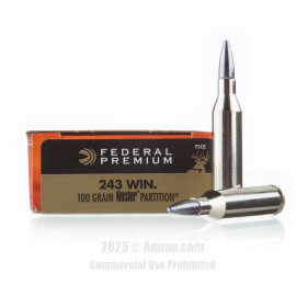 Image of Federal Vital-Shok 243 Win Ammo - 20 Rounds of 100 Grain Nosler Partition SP Ammunition