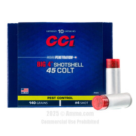 Image of CCI Pest Control Big 4 45 Long Colt Ammo - 10 Rounds of 140 Grain #4 Shot Ammunition