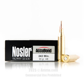Image of Nosler Ammunition 243 Win Ammo - 20 Rounds of 90 Grain Nosler AccuBond Ammunition