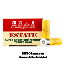 Image of Estate Super Sport Competition Target 20 Gauge Ammo - 250 Rounds of 7/8 oz. #8 Shot Ammunition