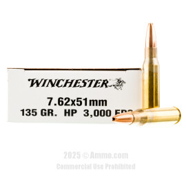 Image of Winchester 7.62x51 Ammo - 200 Rounds of 135 Grain HP Ammunition