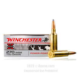 Image of Winchester 270 Win Short Mag Ammo - 20 Rounds of 150 Grain PP Ammunition
