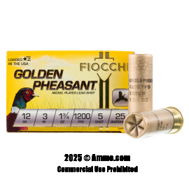 Image of Fiocchi Golden Pheasant 12 Gauge Ammo - 25 Rounds of 1-3/4 oz. #5 Shot Ammunition