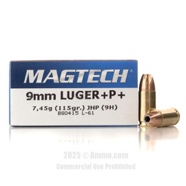 Image of Magtech 9mm Ammo - 50 Rounds of 115 Grain +P+ JHP Ammunition