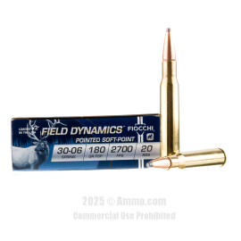 Image of Fiocchi Field Dynamics 30-06 Ammo - 20 Rounds of 180 Grain PSP Ammunition
