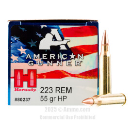 Image of Hornady American Gunner 223 Rem Ammo - 500 Rounds of 55 Grain HP Ammunition