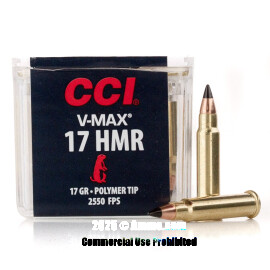 Image of CCI 17 HMR Ammo - 50 Rounds of 17 Grain V-MAX Ammunition